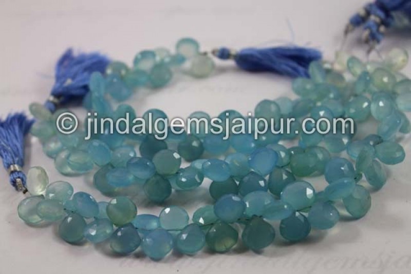 Blue Chalcedony Faceted Heart Shape Beads